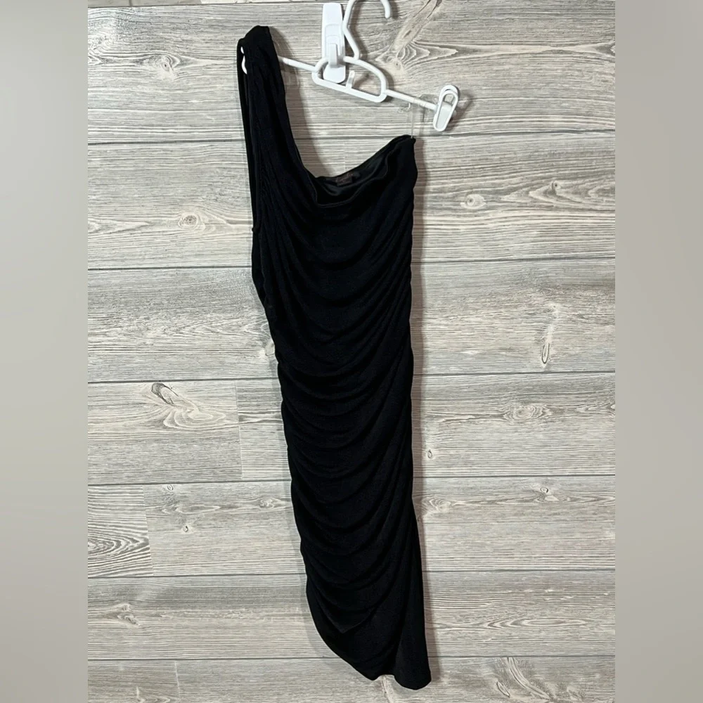 Fiestar One Shoulder Ruched Black Dress Size Medium - Picture 9 of 9